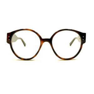 Notre modèle lunettes femme Aurillac avec sa monture aux formes rondes. Face : écaille Branche : kaki Solides, légères et confortables nos lunettes VDS sont uniques.